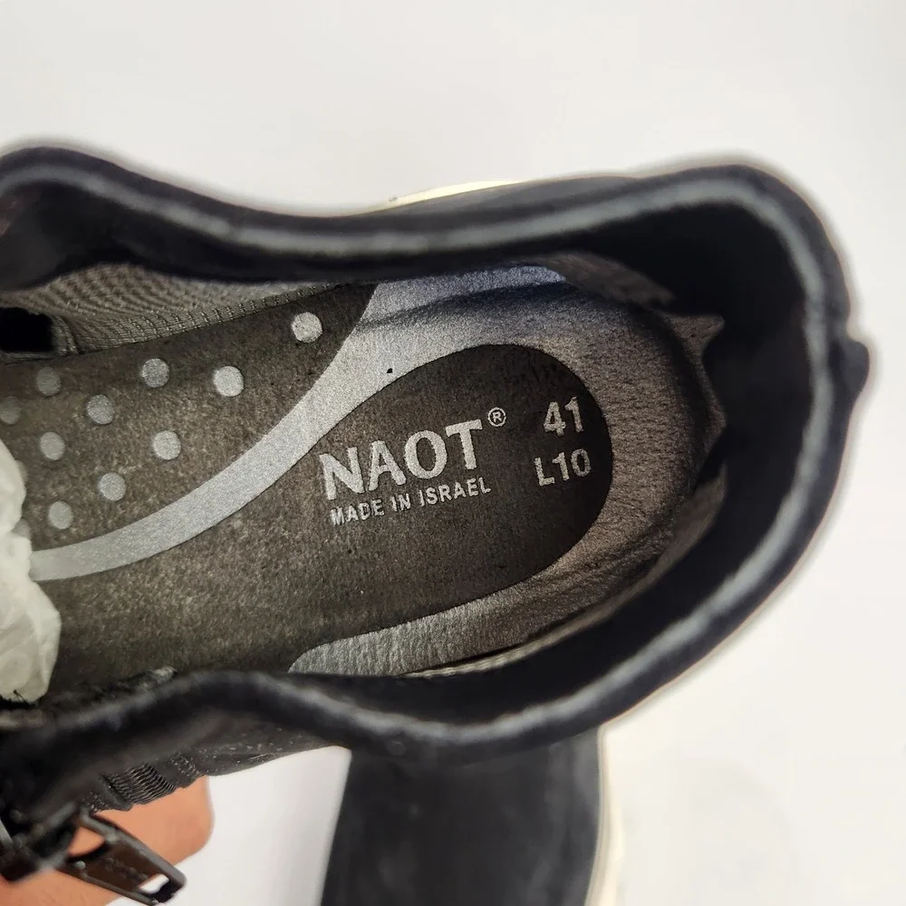 Naot Women's Zodiac Black‎ Leather Comfy Ankle Sneakers Size 41 (10-10.5)